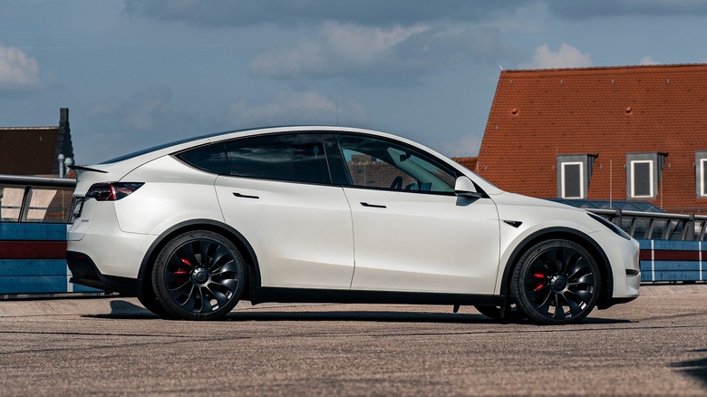 Tesla Model Y parked passenger side