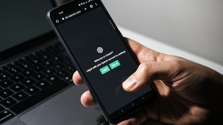 ChatGPT smartphone login and laptop