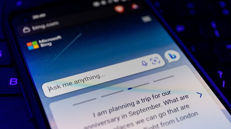 Homepage of Bing Chat