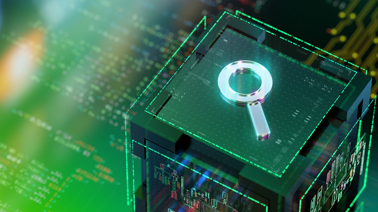 magnifying glass on computer art concept