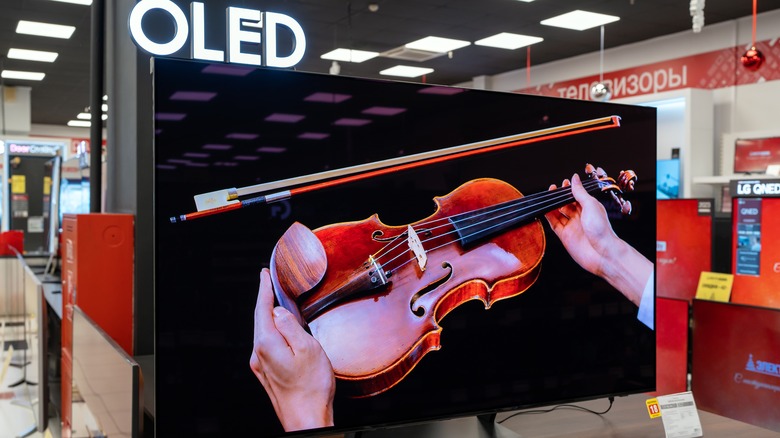 Samsung OLED TV on display in an electronics store