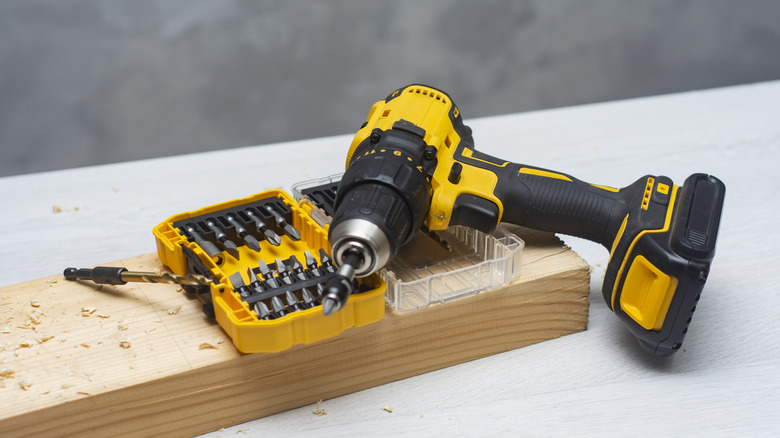 a cordless drill and drill bits