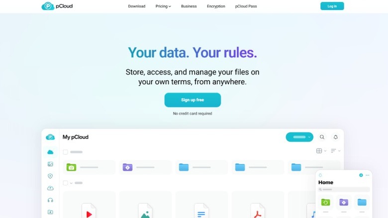 Screenshot of pCloud website