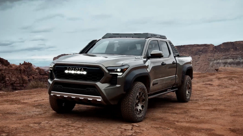 Toyota Tacoma navigating a rocky mountain pass