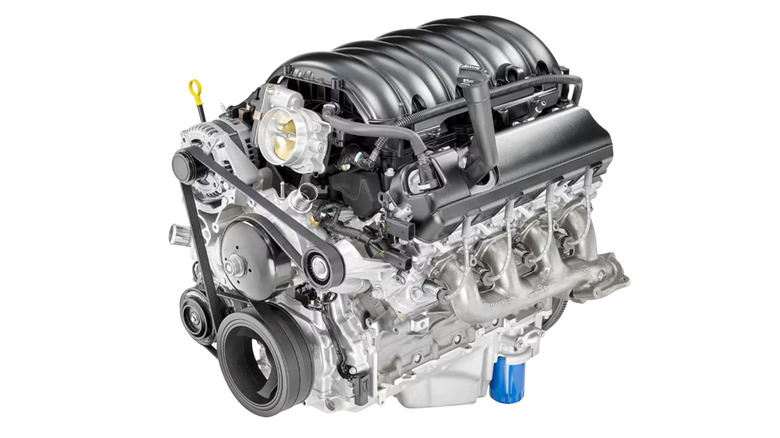 GM L87 6.2-liter V8 engine on a white background.