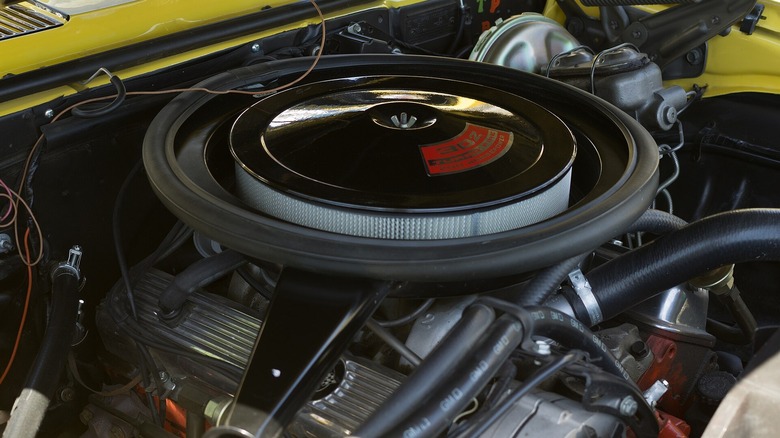 Yellow Chevrolet Camaro Z/28 302 engine bay