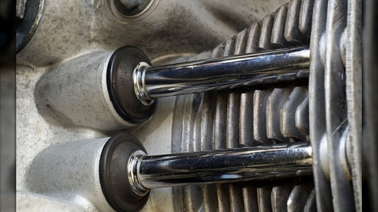 Two pushrods in an engine