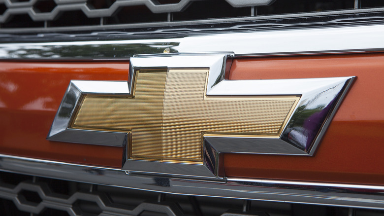 Close up photo of Chevy's logo 