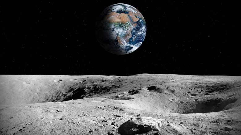 A view of the Earth from the Moon's surface.