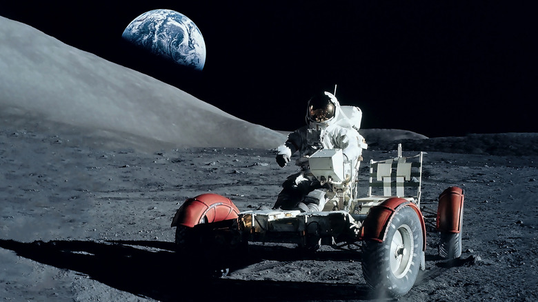 Manned rover on lunar soil