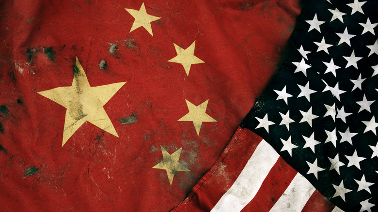 Representation of US China flags