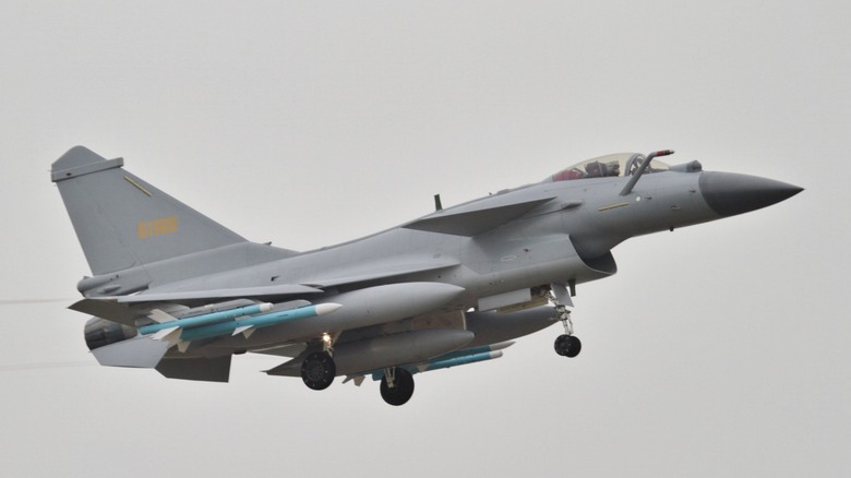 Chinese fighter jet mid-flight before airshow