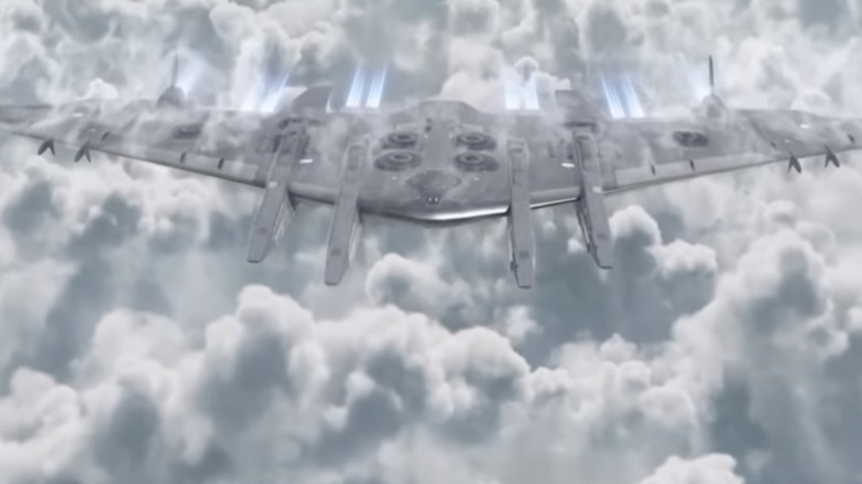 A render of the mothership Luanniao as it rises from the clouds