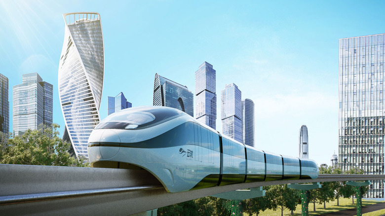 BYD monorail train in Chinese city