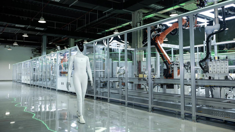 Xpeng Iron robot walks down assembly line