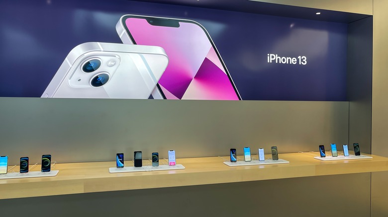 iPhone 13 kept on display