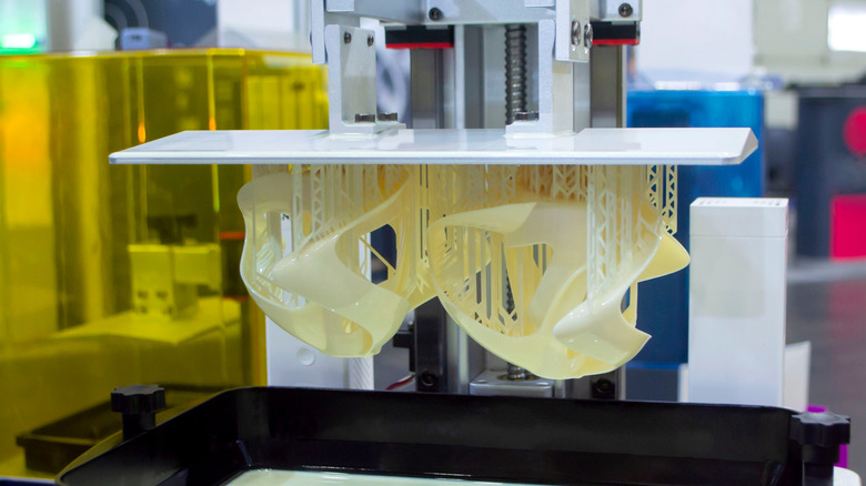 A resin 3d printer with a print attached