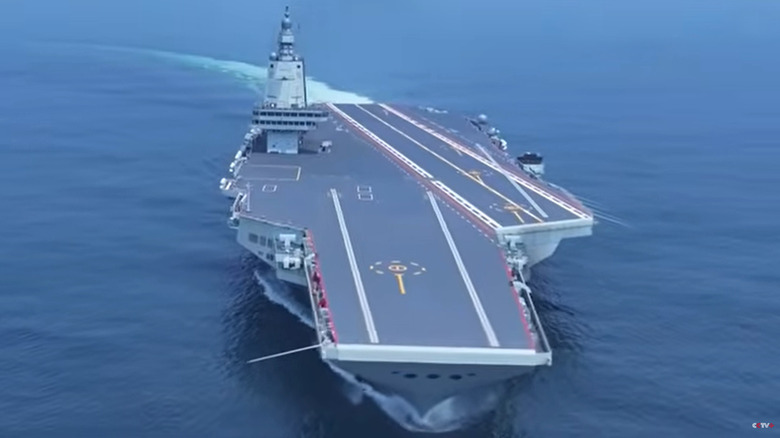 Head on image of The Fujian at sea