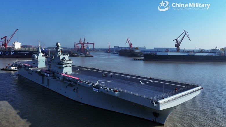 At about 9 a.m. on November 14, 2025, China's first new-generation amphibious assault ship, the Sichuan (Hull 51), set sail from the Hudong-Zhonghua Shipyard in east China's Shanghai City, heading for the relevant sea areas to carry out its first navigation test mission. (eng.chinamil.com.cn)