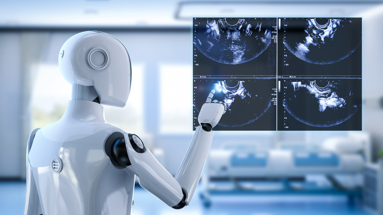 Humanoid robot looking at ultrasounds