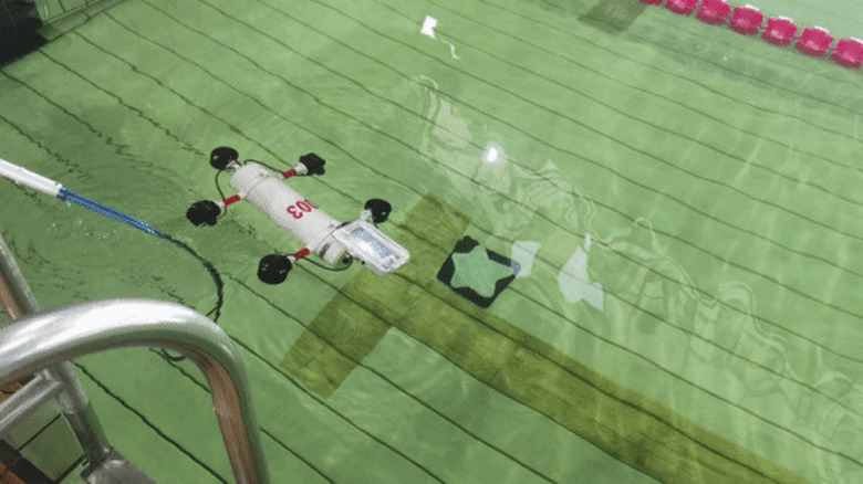 One of 116 underwater drones deployed in water