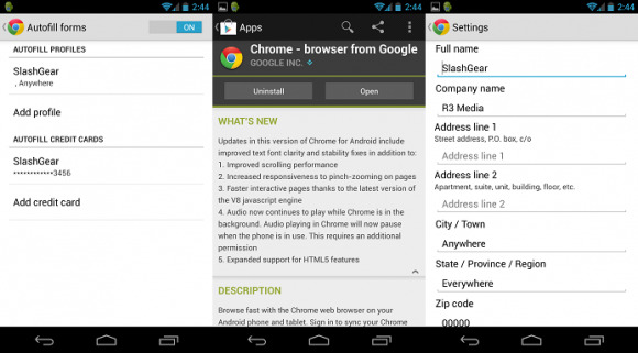Chrome for Android updated to include autofill sync and password sync
