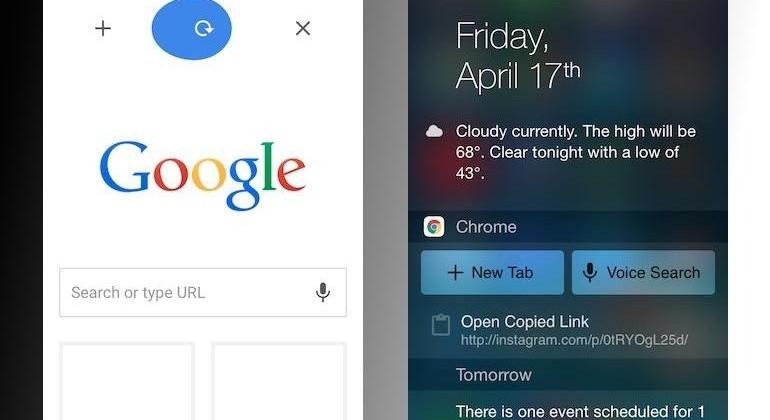 Chrome for iOS updated with notification center widget, new app extensions