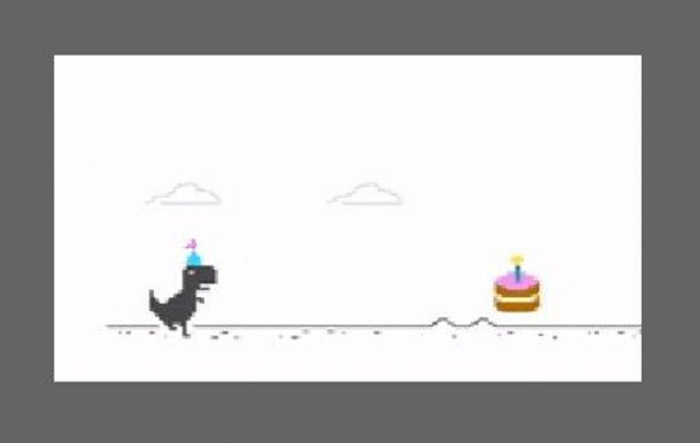 Google Chrome 10th Anniversary - Offline Dino gets a Cake & Hat