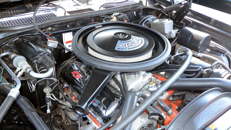 Chevrolet 454 big-block with orange and blue accents