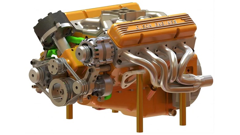 Cison Gasoline OHV V8 small-block engine on a white background