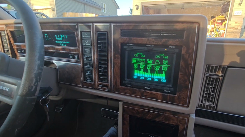 Dashboard and touchscreen in a 1989 Buick Riviera