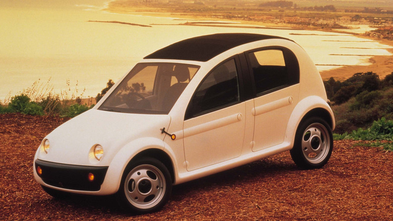 Chrysler CCR parked on woody trail