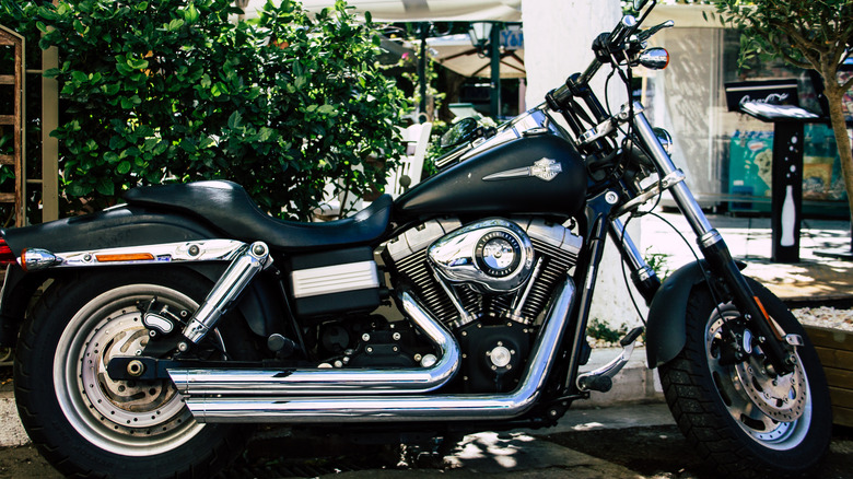 A parked CVO Fat Bob