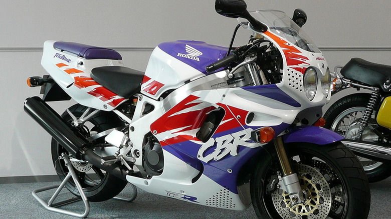 A Honda CBR900RR on display