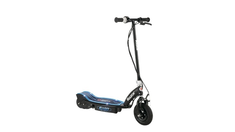 Blue and black electric scooter