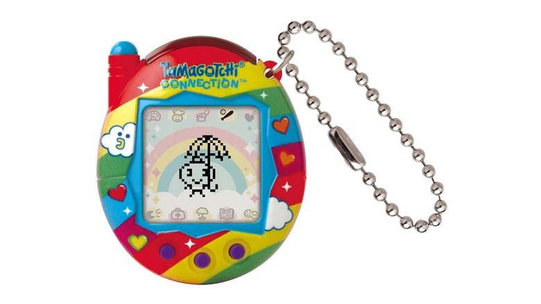 Rainbow Tamagotchi keychain