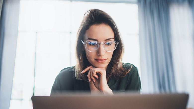 Woman using laptop