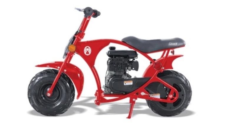 The Coleman B100 mini bike is available only in red.
