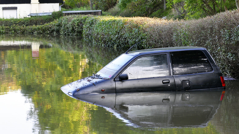 Car submerged in water