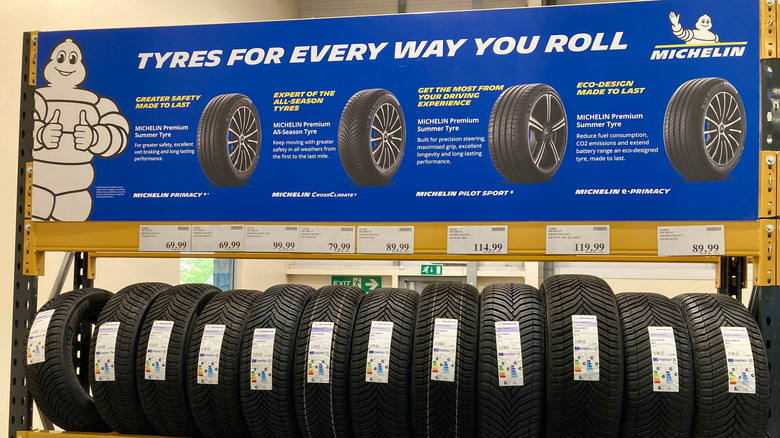 Display of Michelin tires at a Costco