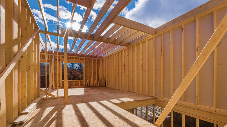 A house being build, just the skeleton first.