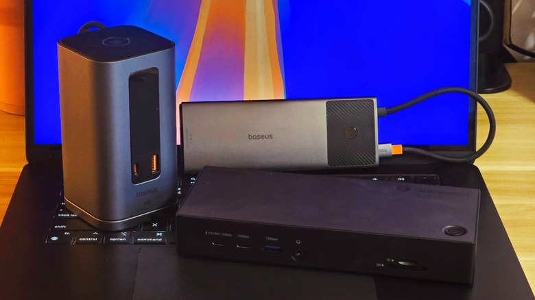 various docks on a MacBook Air