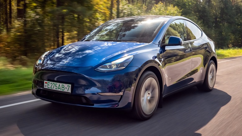 Tesla Model Y on road