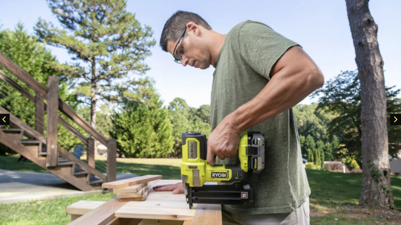 man using P321 Ryobi Brad Nailer
