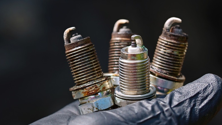 Old versus new spark plugs.