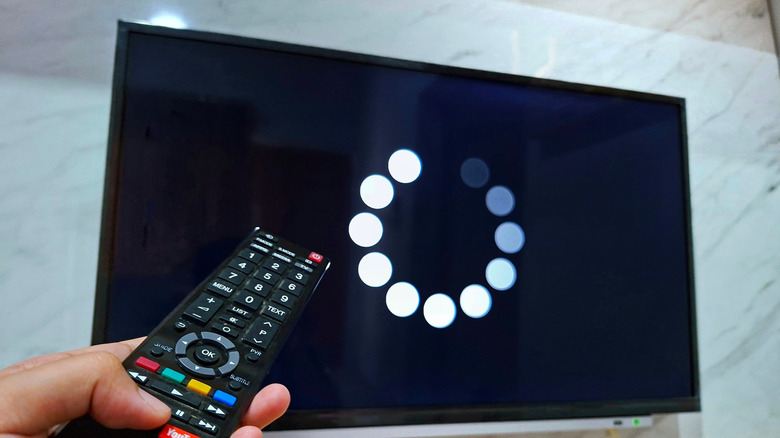 Picture displaying a TV screen with buffering or loading icon