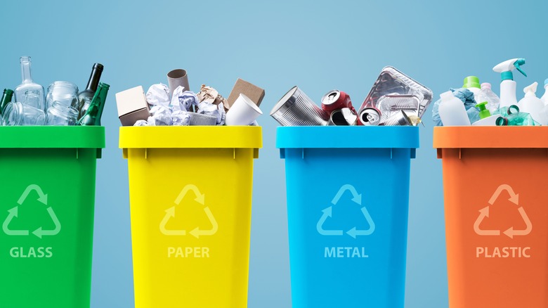 colorful recycling bins