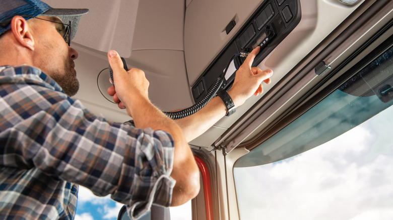 Trucker using CB radio