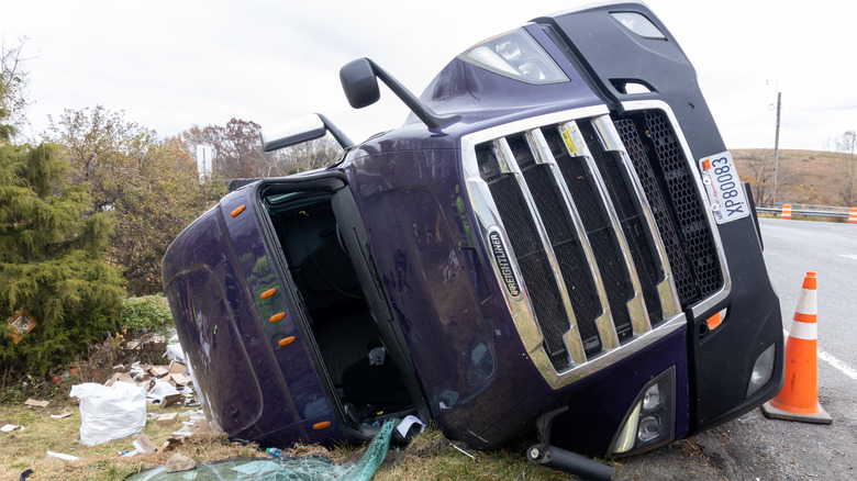 Truck tipped over