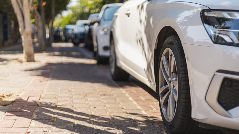 Car parked close to curb